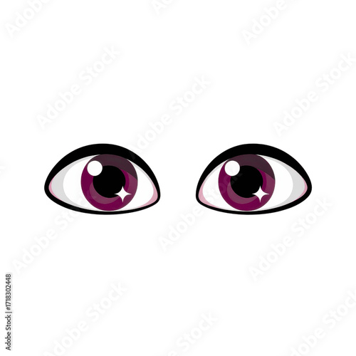 Stylish vector eyes with a captivating purple hue, perfect for adding a pop of color and intrigue to your designs, delivering a modern, eye-catching appeal
