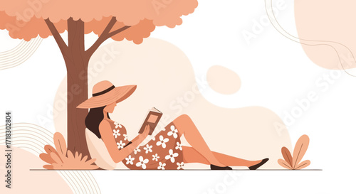 Relaxation Under The Shade: Reading And Enjoying A Sunny Day In Peaceful Serenity