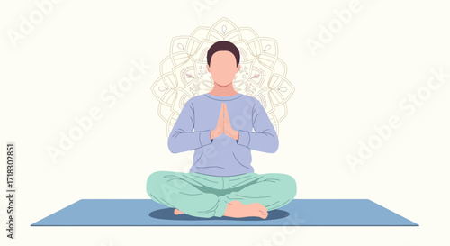 Person Relaxing In Lotus Position With Symbolism, Creating Inner Harmony And Calm