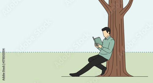 Relaxing Under Shade Enjoying Literature A Moment for Contemplation Reading Outdoors