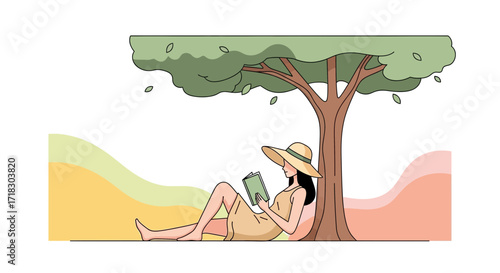 Relaxing Under Shade Reading Book: A Moment of Tranquility and Peace in Nature