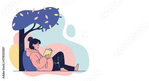 Relaxing Under The Shade: Reading A Book And Enjoying Some Time Under The Tree