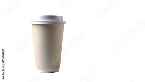 Disposable coffee cup with lid isolated on transparent background, a convenient and ecofriendly way to enjoy your favorite beverage on the go