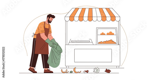 Street Vendor Cleans Up: Maintaining Order and Cleanliness For Sustainable Business