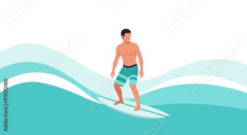 Surfer Enjoying The Ocean Waves, Surfboard, Beach, Sea, Summer, And Active Lifestyle