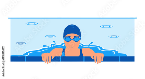 Swimming Activity Illustration: A Swimmer in a Pool, Vector Representation for Design