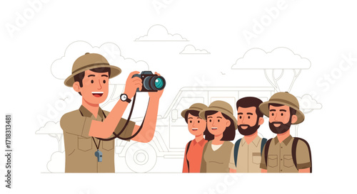 Tour Guide Captures Moment Of Adventurous Group In Nature's Realm