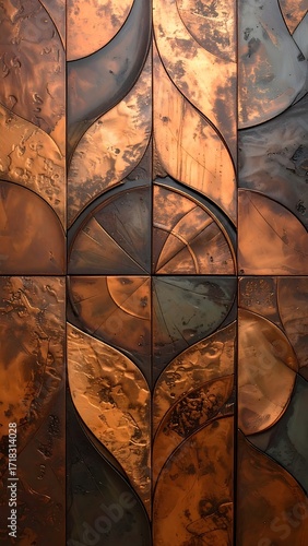 Copper mosaic wall art
