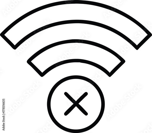 Offline Outline Vector Icon for Internet Connection Error and No Signal, Flat Vector Icon on White Background


