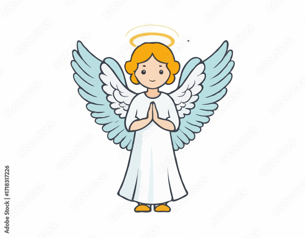 Fototapeta premium Guardian Angel illustration Images Vector isolated on white background.