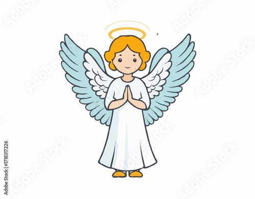 Guardian Angel illustration Images Vector isolated on white background.