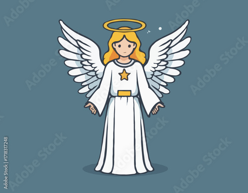 Guardian Angel illustration Images Vector isolated on white background.