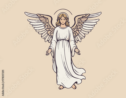 Guardian Angel illustration Images Vector isolated on white background.