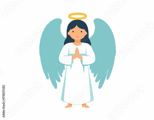 Guardian Angel illustration Images Vector isolated on white background.