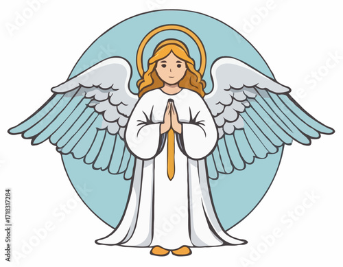 Guardian Angel illustration Images Vector isolated on white background.