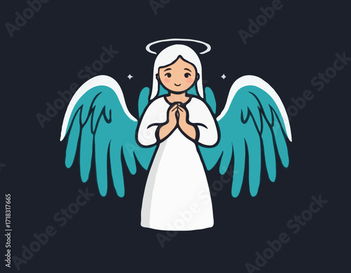 Guardian Angel illustration Images Vector isolated on white background.