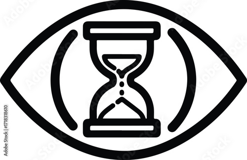 Silhouette eye with hourglass inside representing time vector illustration
