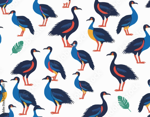 Cassowary Image Vector. Illustration Southern cassowary bird  on white Vector Image.