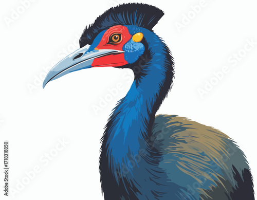 Cassowary Image Vector. Illustration Southern cassowary bird  on white Vector Image.