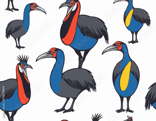 Cassowary Image Vector. Illustration Southern cassowary bird  on white Vector Image.