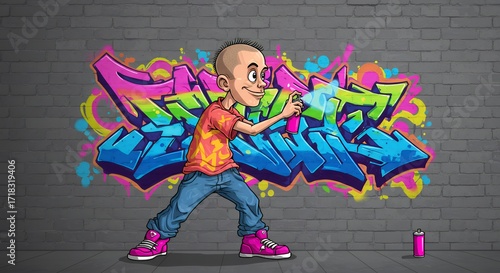 Person spray painting graffiti