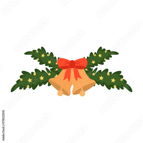 Christmas garlands with holly leaves, berries, ribbons and festive decorations