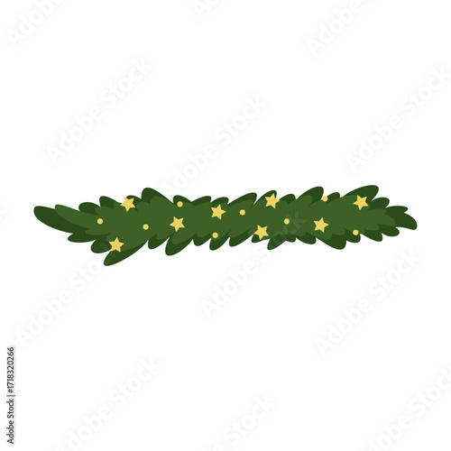 Christmas garlands with holly leaves, berries, ribbons and festive decorations