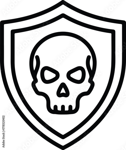 Silhouette skull inside shield antivirus protection system vector illustration