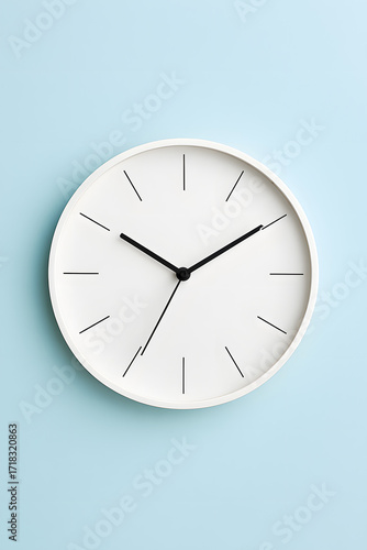 Wallpaper Mural Minimal white wall clock on pastel background, clean design, isolated Torontodigital.ca