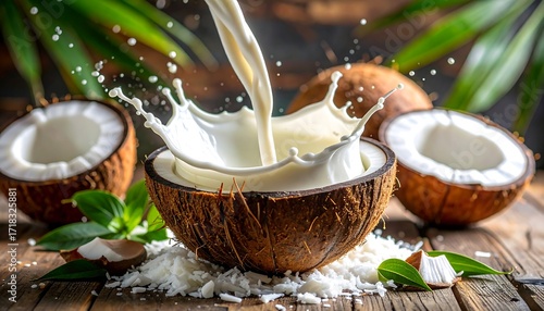 Fresh coconut milk splash