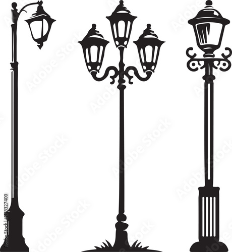 Vector art of set of street lights vector illustration