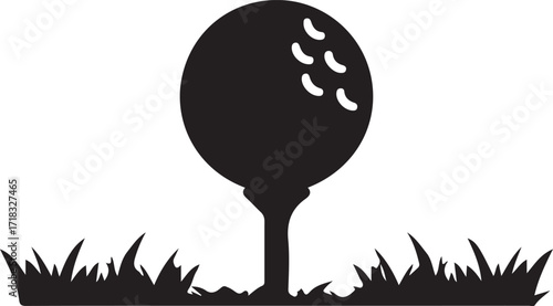 Vector art of golf ball on tee in grass for sport