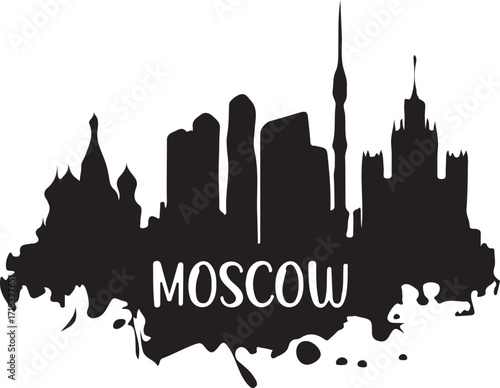 Vector art of moscow city skyline silhouette vector illustration