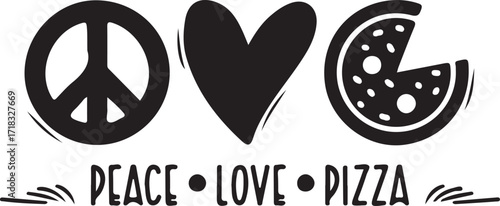 Vector art of peace love pizza vector illustration design