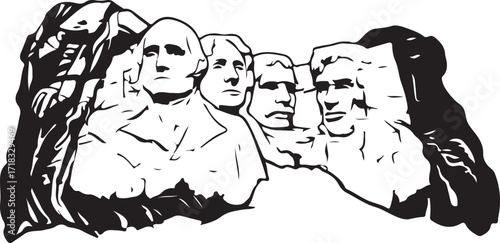 Mount Rushmore National Memorial Presidents Sculpture Black and White monument