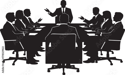 Silhouette of business people in a meeting around a conference table business meeting
