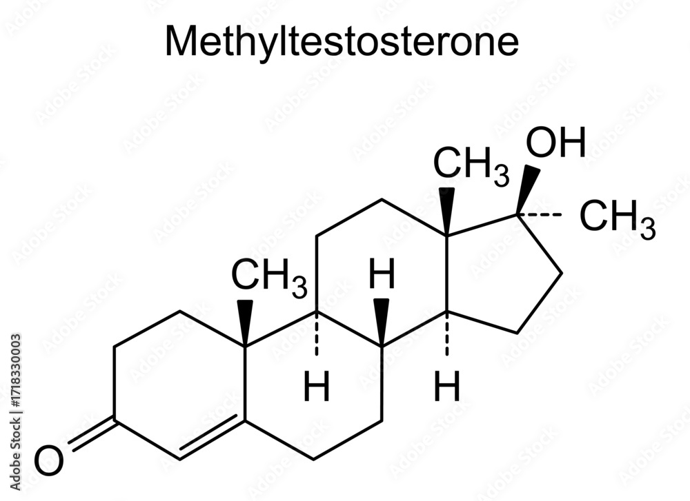 Fototapeta premium Chemical structure of methyltestosterone, drug substance