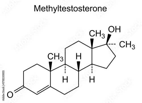 Chemical structure of methyltestosterone, drug substance