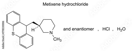 Chemical structure of metixene hydrochloride, drug substance