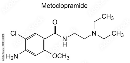 Chemical structure of metoclopramide, drug substance
