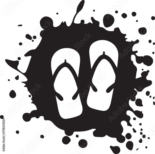 Vector art of flip flops on ink splash vector illustration