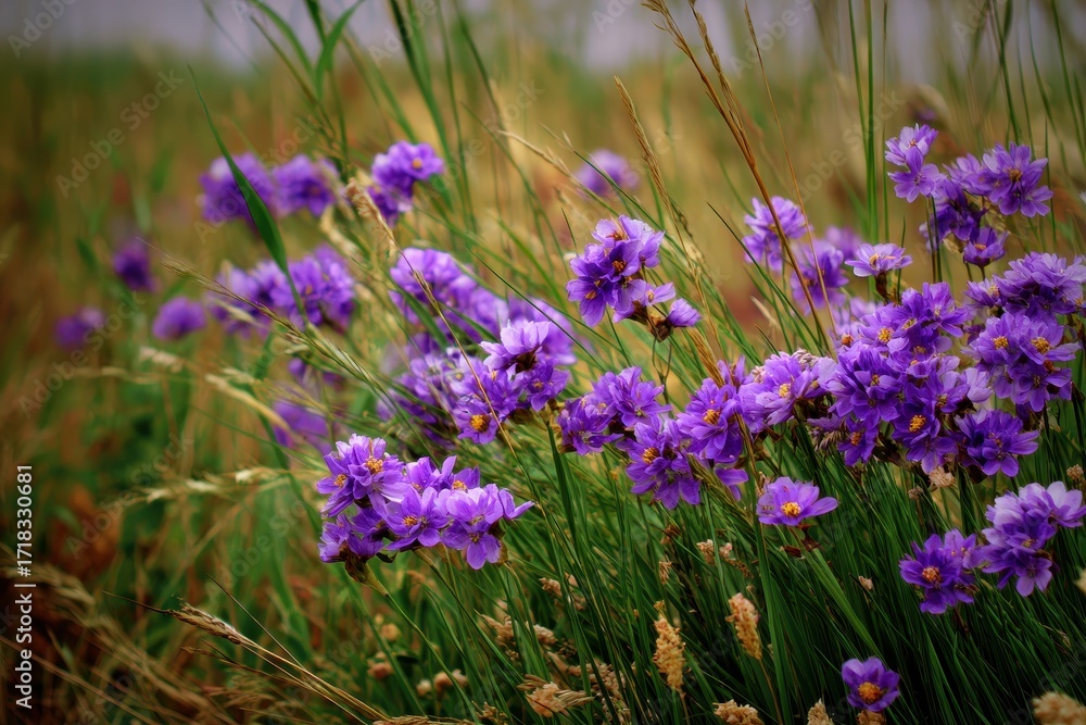 Obraz premium Minnesota Flowers. Purple Wildflowers Blossoming in a Summer Meadow