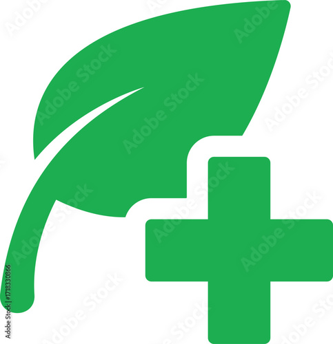 Green leaf medical logo vector illustration