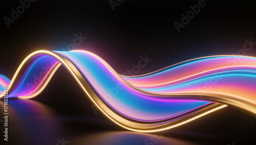 Bright waves of light dancing gracefully in a dark space