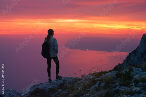 Women hiker with backpack s...