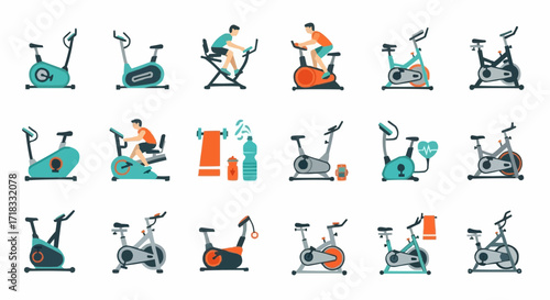 Gym, physical exercise vector explore a variety of exercise bikes for home fitness and cardio workouts and indoor cycling equipment options