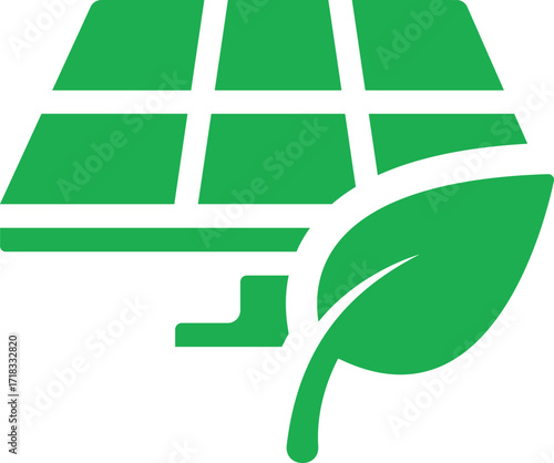 Solar panel with green leaf