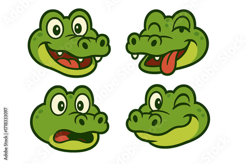 Alligator Heads with Playful Expressions