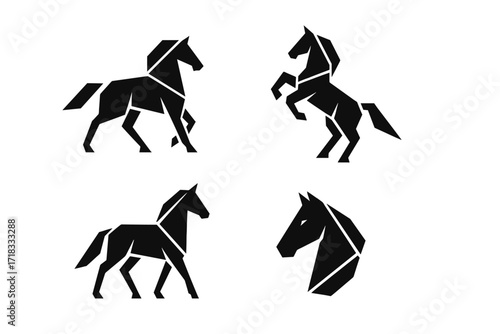 Silhouetted Horses in Dynamic Poses
