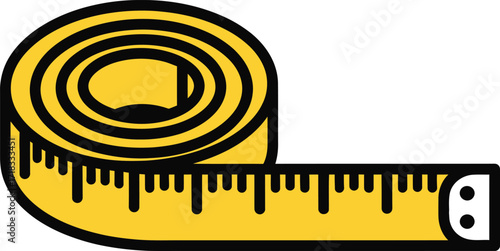 Yellow measuring tape unrolled for precise crafting and sewing projects vector